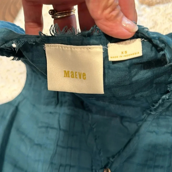 Maeve by Anthropologie Teal Button-Down Sleeveless Top - Picture 3 of 6